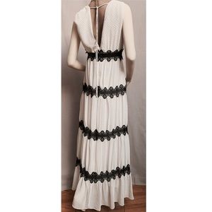 True Decadence White wBlack Lace Tier Maxi Dress L